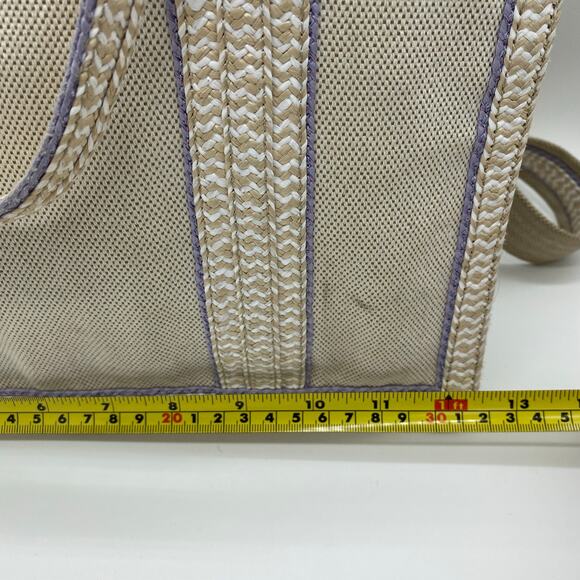 Eric Javits New York Lil Côte d’Azur Beige Purple Tote Bag Canvas Shoulder Bag - Picture 10 of 14
